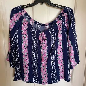 NWOT  Southern Tide Blue Night Floral Blouse (M)